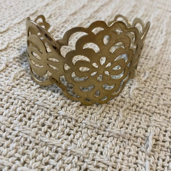 Lia Sophia Lotus Cuff Gold Tone Bracelet - Picture 4 of 5